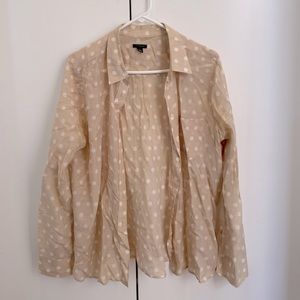 Ann Taylor women’s tan polka dot button down